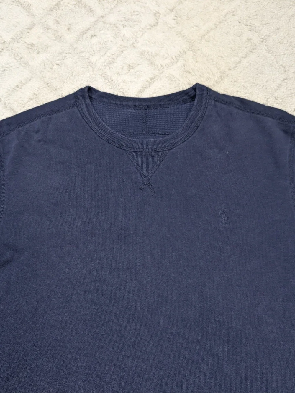 Vtg Polo Ralph Lauren Sweatshirt Mens M Blue Thermal Sportsman Crewneck Reverse